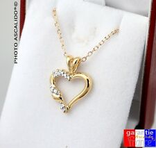 Collier Pour Femme pendentif coeur avec brillants et chaine en plaqué or 18 neuf