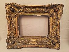 Ancien beau cadre a clés en bois et stuc doré, 18eme ou 19eme