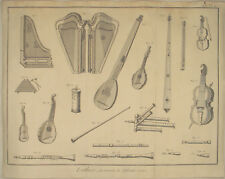 GEIGE Violine Musik Original RIESEN Kupferstich um 1750 FLÜGEL Laute Klarinette 