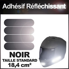 Kit 4 bandes stickers standard rétro réfléchissants casque moto REFLECTIVE NOIR