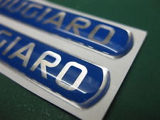 2 DOMED Design Giugiaro STICKERS Silver on blue