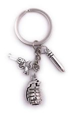 Grenade à Main Pistolet CARTOUCHE Porte-Clés Pendentif Argent en Métal