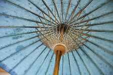 Original balinesischer Sonnenschirm, Farbe: Grün / Blau, kleine Größe, VINTAGE