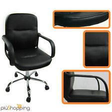 SEDIA UFFICIO POLTRONA IN ECO PELLE NERA DIREZIONALE GIREVOLE OPERATIVA STUDIO