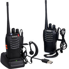 2x Baofeng Walkie Talkie Long Range 2 way Radio UHF 400-470MHZ 16CH Earpiece
