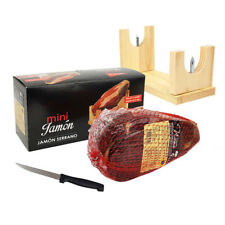 MINI PROSCIUTTO JAMON SERRANO KIT 1KG SUPPORTO IN LEGNO E COLTELLO REGALO NATALE