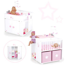 Großes Puppenpflegecenter 5in1 Sternchen aus Holz Bett Wickeltisch Baden Schrank
