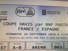 2 places Premium Demi Finale Coupe Davis 150Eu  Dim 16 sept 2018 France Espagne 