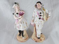 MAGNIFIQUE PAIRE DE FIGURINE PIERROT ET COLOMBINE EN BISCUIT