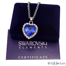 Collana donna oro bianco Swarovski Elements originale G4L cristalli cuore oceano