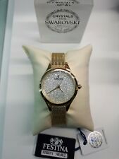 Nuovo Orologio Festina donna mademoiselle oro con cristalli swarovski F20337/1