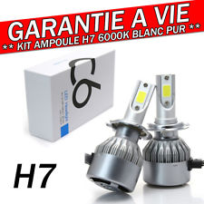 KIT AMPOULES LED H7 6000K 72W BLANC PUR AUTO MOTO 7600 LUMENS FEU PHARE XENON
