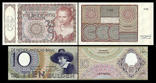 2x 10, 25 niederländische Gulden - Ausgabe 1943 - 1944 - 4 alte Banknoten - 08
