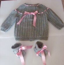 layette bébé,brassière-chaussons NAISSANCE/ classique confort gris rose bébé🐥