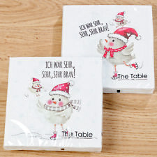 12 PACK Servietten 33x33cm weiss Weihnachtsdeko Vogel Weihnachten ICH WAR BRAV 