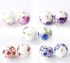 30 Mixte Perles intercalaire Rond Céramique Motif fleur 12mm Dia.B22045