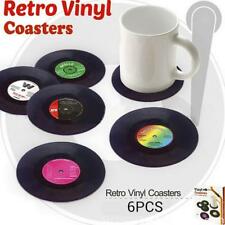 6Pcs/Set Sous-verre Porte-gobelet Rond Vintage CD Vinyle Tapis Arts de Table