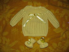 layette bébé,brassière-chaussons NAISSANCE/ classique confort JAUNE POUSSIN