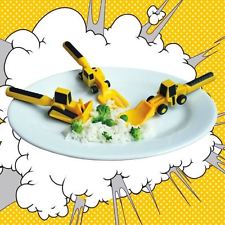 Constructive Eating Construction Children's Cutlery Spoon Fork & Pusher Utensil