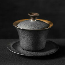Céramique noire Gongfu Thé Gaiwan avec Bouton en bois Lided tasse de thé 110ml 