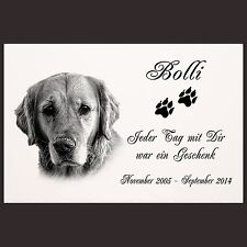 GRABPLATTE Grabmal Grabschmuck Tier Grabstein Hund-p11 ► Fotogravur ◄ 30 x 20 cm