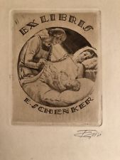 Exlibris von F. Gilsi für E. Schenker, Signiert