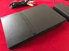 PS2 Konsole Slim Schwarz Sony Playstation 2 PAL + Alle Kabel Voll Funktionsfähig