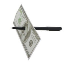 Magic trick pen black magician toy thru bill penetration dollar bill pen trick*t
