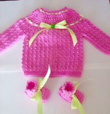 layette bébé,brassière-chaussons NAISSANCE/ classique confort anis rose bébé