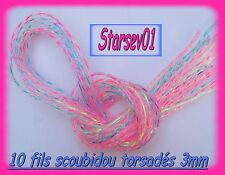 10 FILS DE SCOUBIDOU TORSADES 3 mm POUR FABRIQUER PORTE CLE 