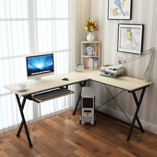 ZJ1 Large Corner Computer PC Desk Home Office Furniture Drawer&Shelf Table