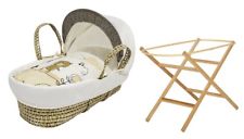 Couffin Entièrement Garni avec Support Pliant en Bois Eco - Broderie Ourson