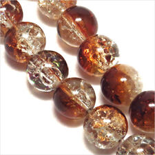 Lot de 30 perles Craquelées en Verre 8mm bicolore Marron cristal