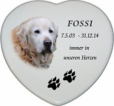 Grabbild Grabstein Tiergrabbild Porzellan Herz Hund-p12►mit Ihrem Foto◄15x13 cm