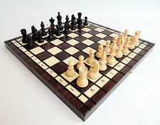 BRAND NEW HANDCRAFTED OLYMPIC WOODEN CHESS SET 34cm x 34cm