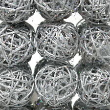 30 Rattankugeln 5cm silber mit Glitter, Rattan Kugeln Sparbox !!!
