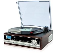 Plattenspieler Schallplattenspieler PLL Radio Retro Holz Nostalgie AUX IN NEU