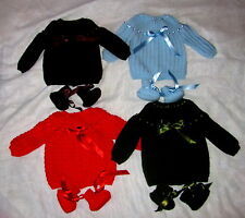 4 layette bébé, brassières/chaussons naissance chocolat bleu ciel kaki rouge
