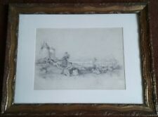Scène pastorale en Provence, dessin au crayon signé