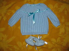 layette bébé,brassière-chaussons NAISSANCE/ classique et confort bleu azur  bébé
