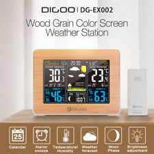 DIGOO Bois Station Météo Prévoir Humidité Température Capteur Réveil Baromètre