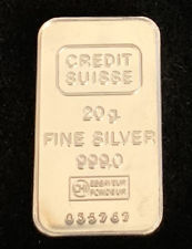 Silber Barren Credit Suisse Schweiz 20 Gramm 999,0  Top Geschenk 