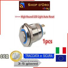 Pulsante blu 12v  Acciaio Inox Pulsante  Impermeabile 10201