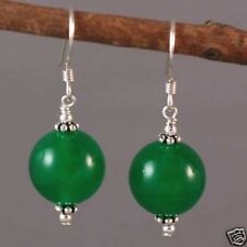 Boucles d'oreilles, argent,jade vert