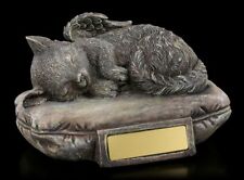 Tier Urne - Katzen-Engel mit Gravurplatte in Steinoptik -  edle Katzenurne Deko 