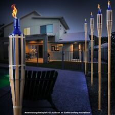 4er Set Bambus Terrasse Feier Steck Öl Feuer Leuchte blau Metall Balkon H 1,50 m
