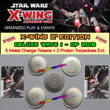 STAR WARS X-WING 2.0 - DELUXE WAVE 1 2018 - 5 Metal Charge Tokens + 2 Proton T.