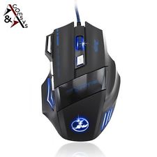 7 Tasten Gaming Maus 4000 DPI LED Regenbogen Beleuchtung  PC Spieler USB #MG