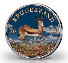 Südafrika 1 Unze Silbermünze 2018 Krügerrand mit aufwendiger Farbapplikation