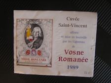 01 ETIQUETTE VOSNE ROMANEE 1989 CUVEE SAINT VINCENT TOURNANTE